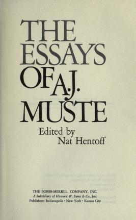 Cover of: The essays of A. J. Muste by Abraham John Muste