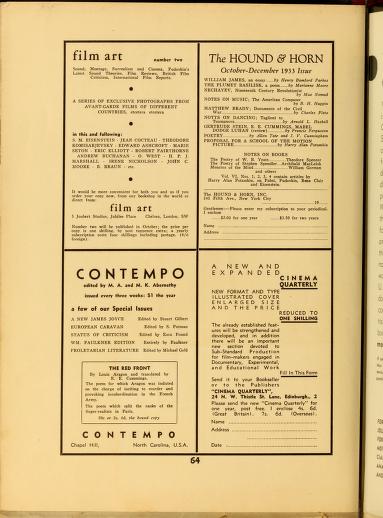 Thumbnail image of a page from Experimental Cinema