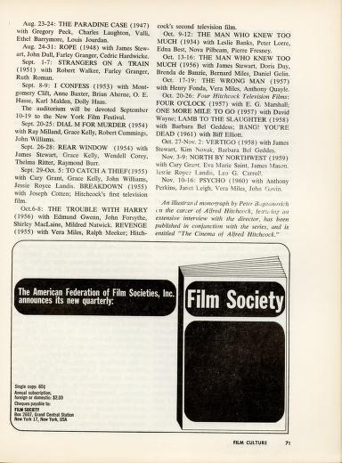 Thumbnail image of a page from Film Culture