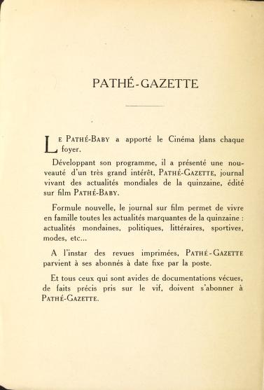 Thumbnail image of a page from Filmatheque Pathé-Baby
