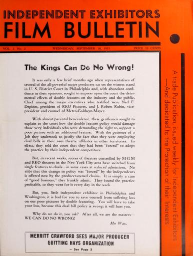 Thumbnail image of a page from Independent Exhibitors Film Bulletin
