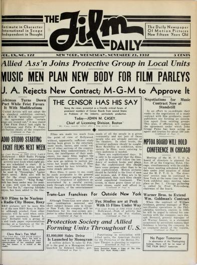 Thumbnail image of a page from Film Daily
