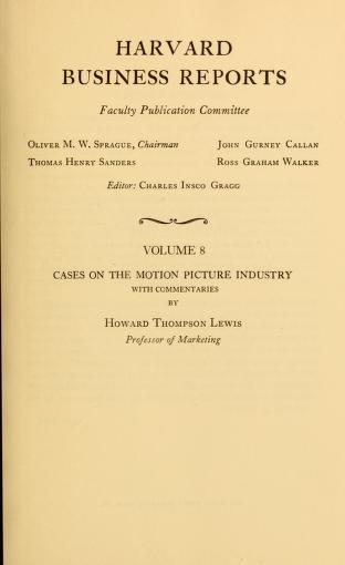 Harvard business reports [1930]
