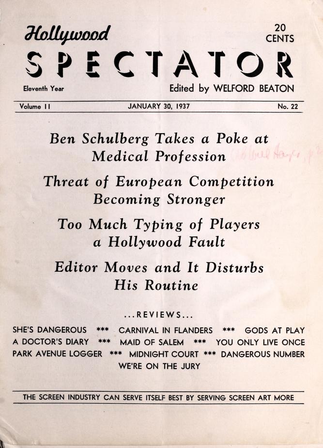 Hollywood Spectator (1937-1939)