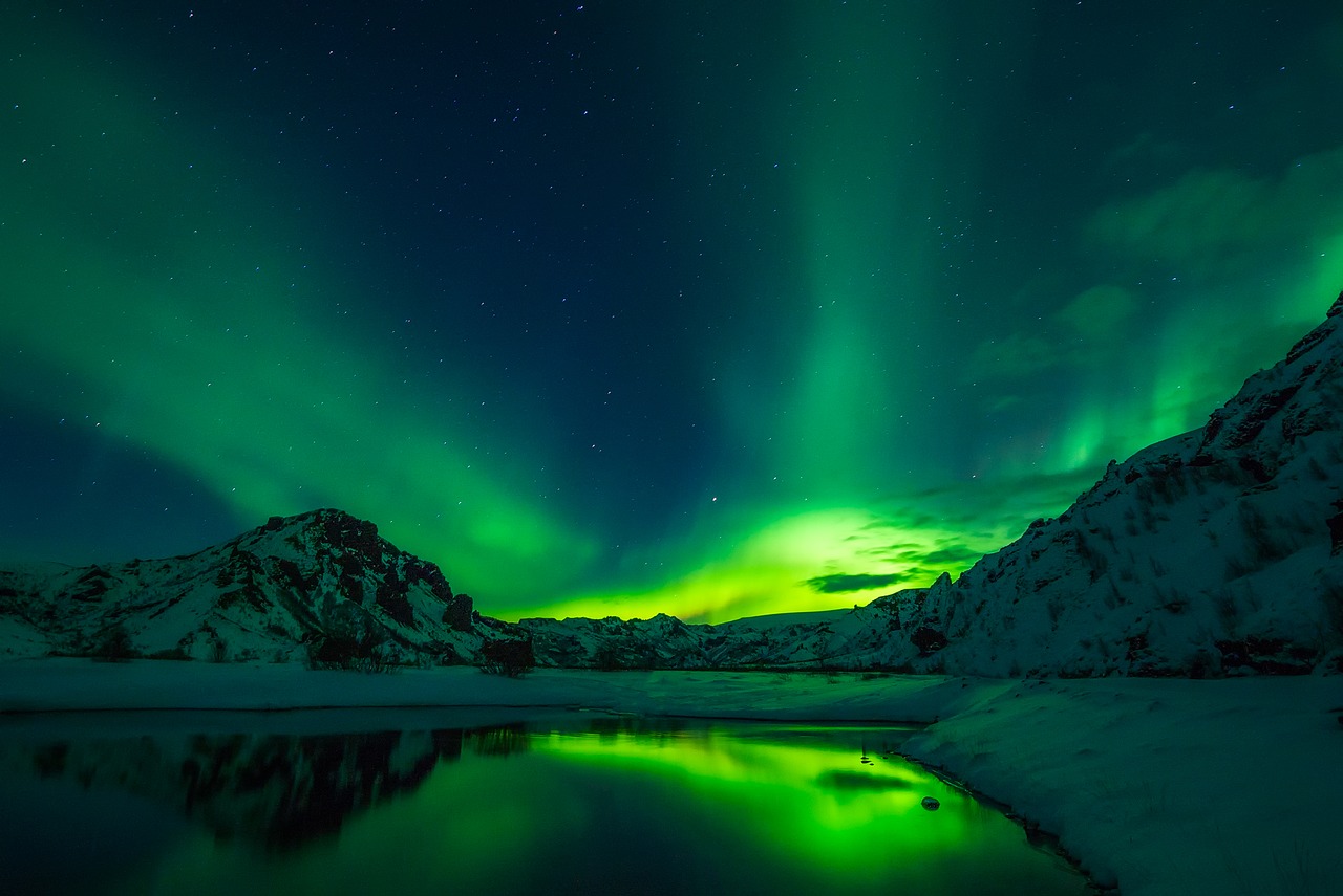 Green Aurora Iceland Desktop Wallpaper