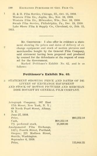 Thumbnail image of a page from In the District Court of the United States, for the Eastern District of Pennsylvania, the United States of America, petitioner, vs. Motion Picture Patents Company, et al., defendants