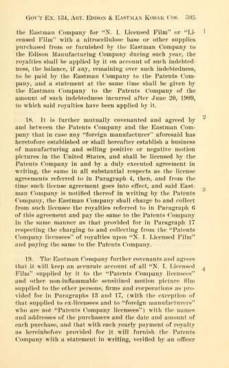 Thumbnail image of a page from In the District Court of the United States, for the Eastern District of Pennsylvania, the United States of America, petitioner, vs. Motion Picture Patents Company, et al., defendants