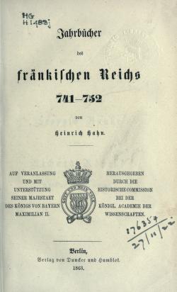 Cover of: Jahrbücher des fränkischen Reichs, 741-752 by Hahn, Heinrich