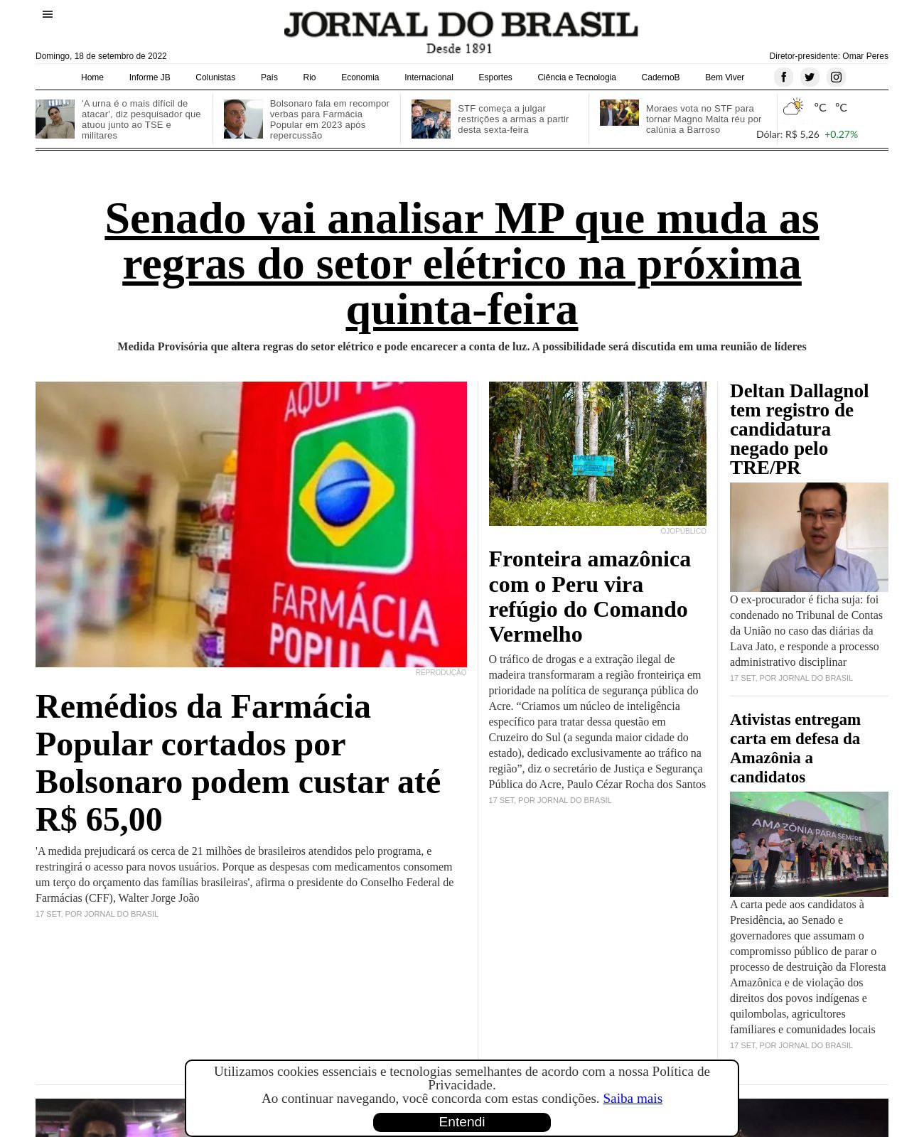 Jornal do Brasil at 2022-09-18 09:01:20-03:00 local time