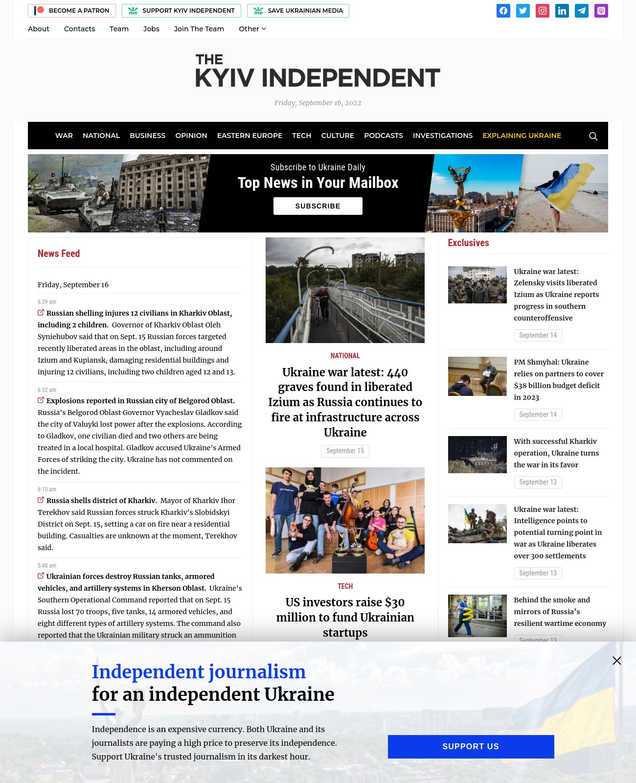Kyiv Independent at 2022-09-16 08:23:53+03:00 local time
