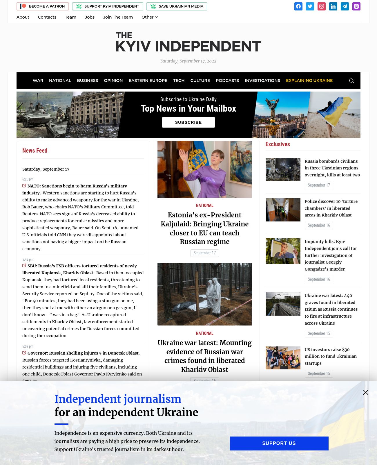 Kyiv Independent at 2022-09-17 18:57:55+03:00 local time
