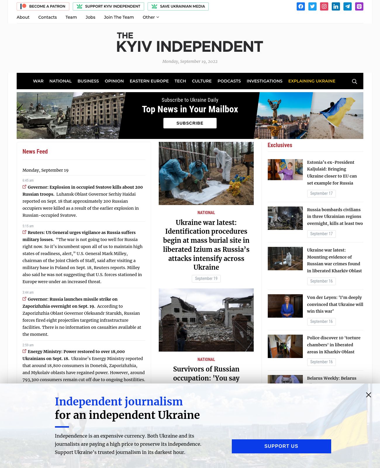 Kyiv Independent at 2022-09-19 07:48:56+03:00 local time