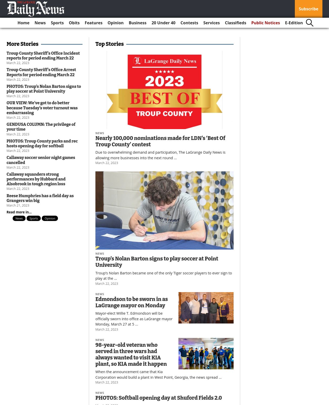 The LaGrange Daily News at 2023-03-22 19:18:15-04:00 local time