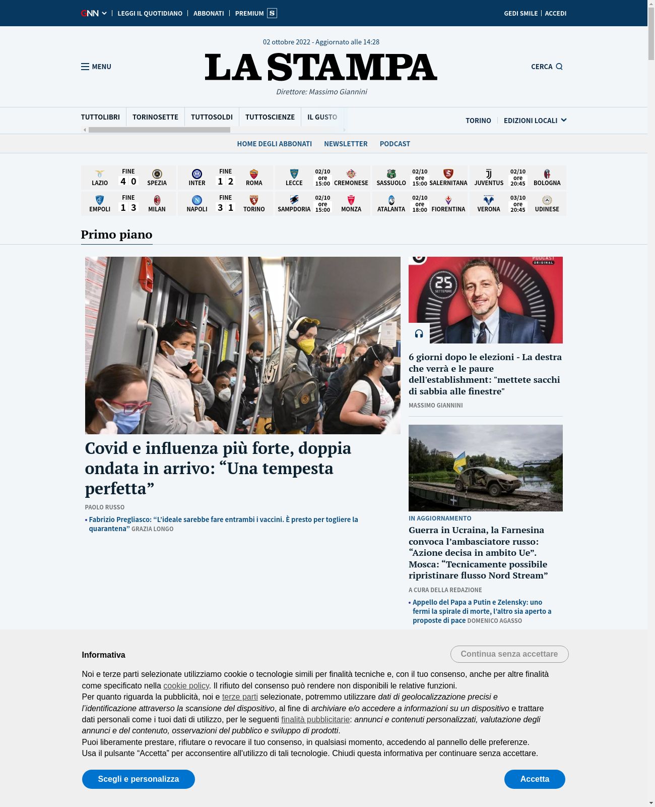 La Stampa at 2022-10-02 14:58:41+02:00 local time