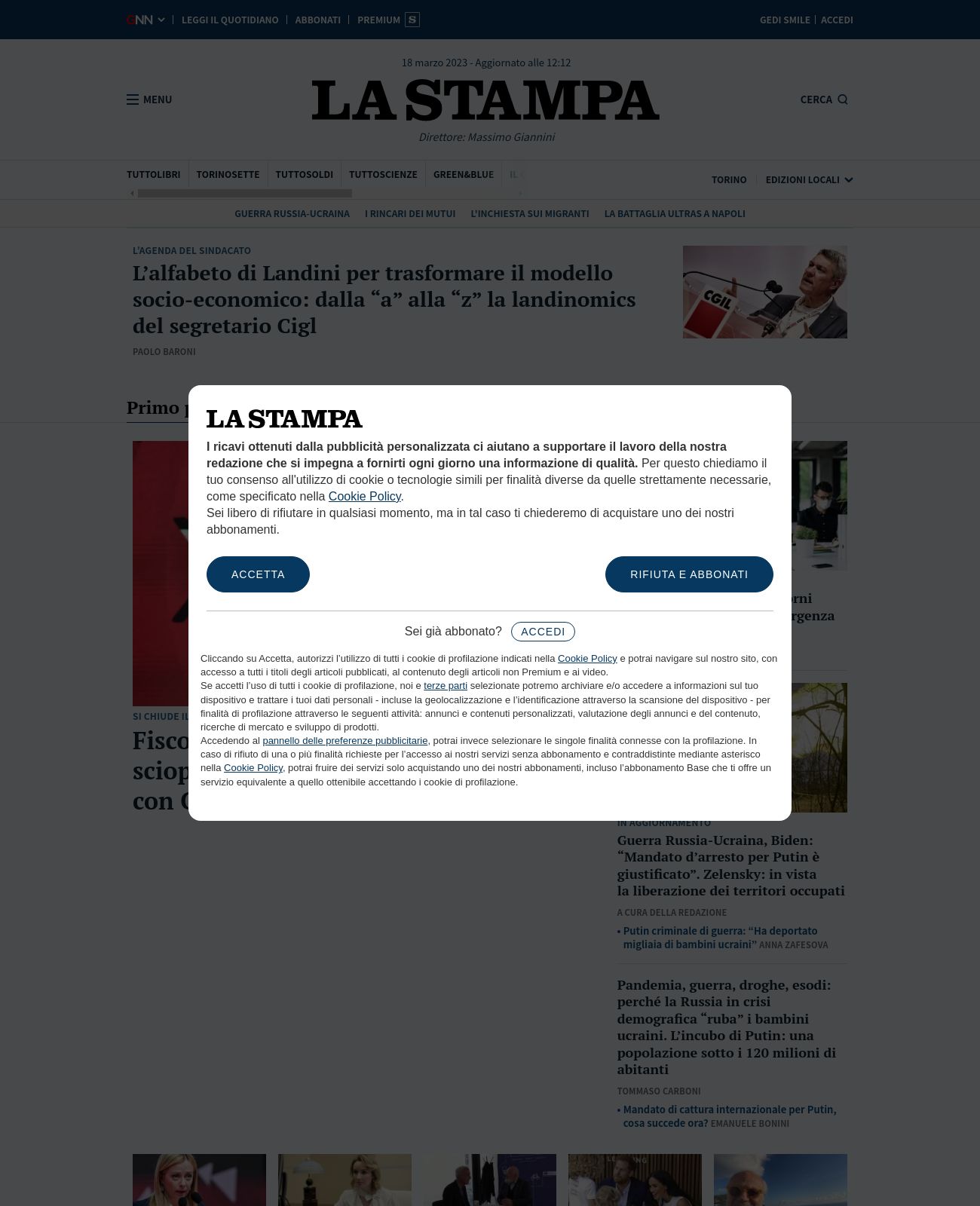 La Stampa at 2023-03-18 12:24:32+01:00 local time