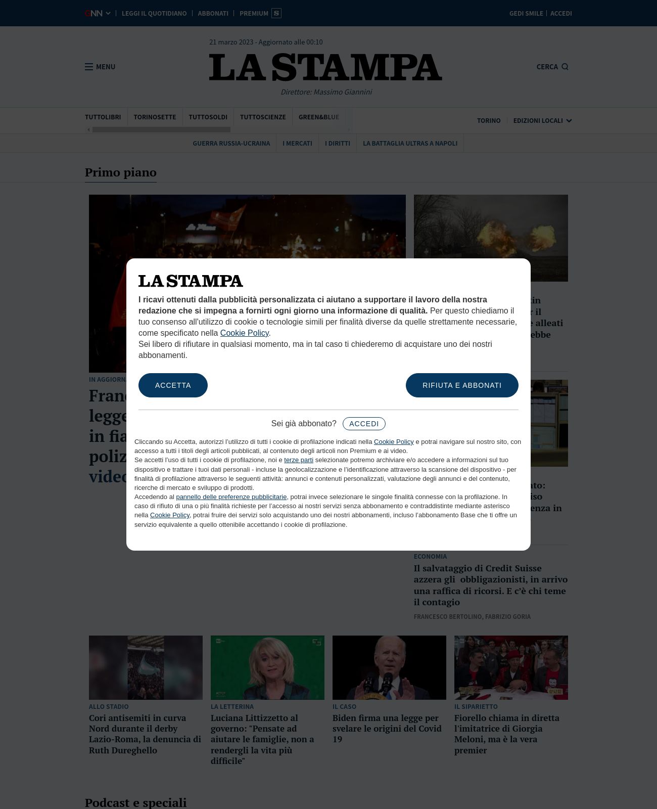 La Stampa at 2023-03-21 00:23:30+01:00 local time