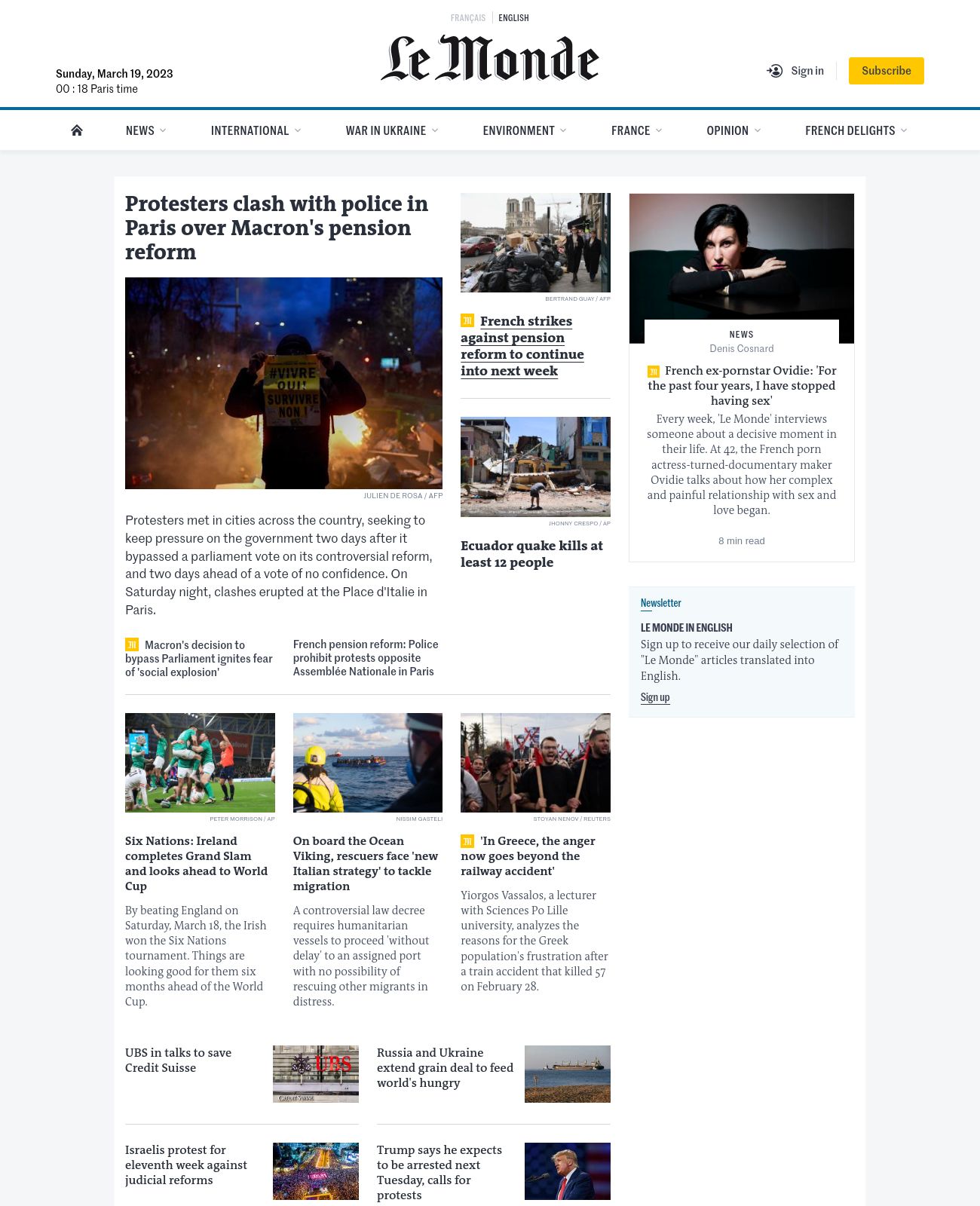 Le Monde in English at 2023-03-19 00:23:19+01:00 local time
