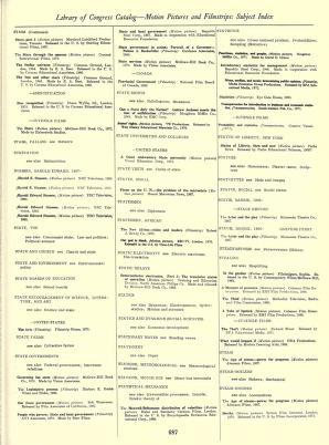 Thumbnail image of a page from Library of Congress catalog: Motion pictures and filmstrips; a cumulative list of works represented by Library of Congress printed cards