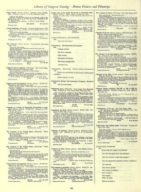Thumbnail image of a page from Library of Congress catalog: Motion pictures and filmstrips; a cumulative list of works represented by Library of Congress printed cards