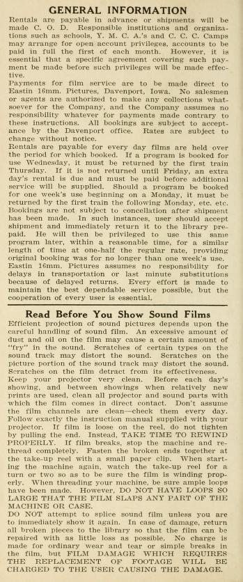 Thumbnail image of a page from List of Sound and Silent 16mm Motion Pictures Available From Eastin 16mm Pictures