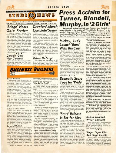 Thumbnail image of a page from MGM Studio News
