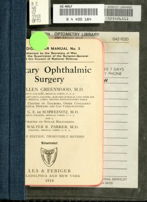 Cover of: Military ophthalmic surgery by Allen Greenwood