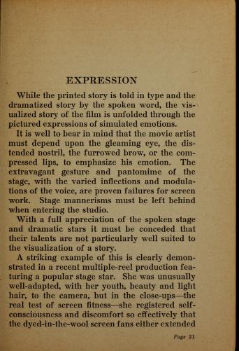 Thumbnail image of a page from Motion picture acting for professionals and amateurs