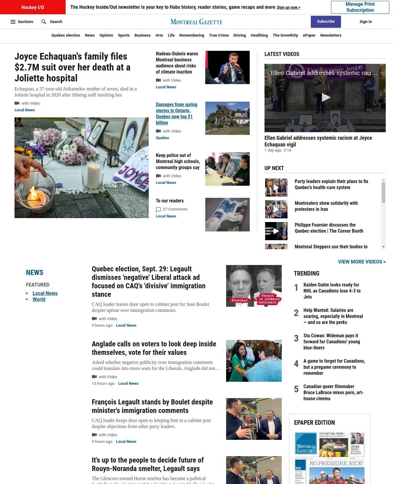 Montreal Gazette at 2022-09-30 02:29:10-04:00 local time