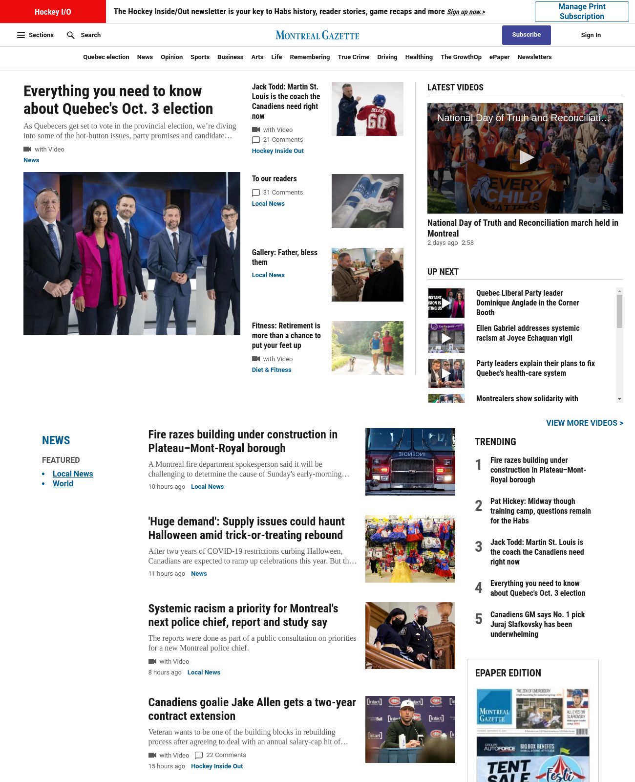 Montreal Gazette at 2022-10-03 01:14:21-04:00 local time