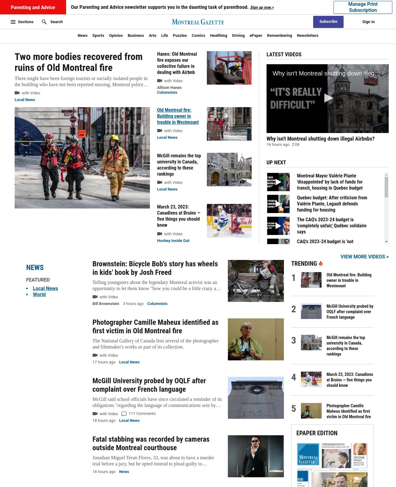 Montreal Gazette at 2023-03-23 10:01:48-04:00 local time