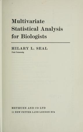 Cover of: Multivariate statistical analysis for biologists by Hilary L. Seal