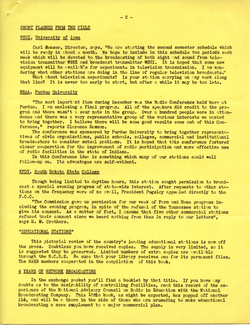 NAEB Newsletter (January 12, 1937)