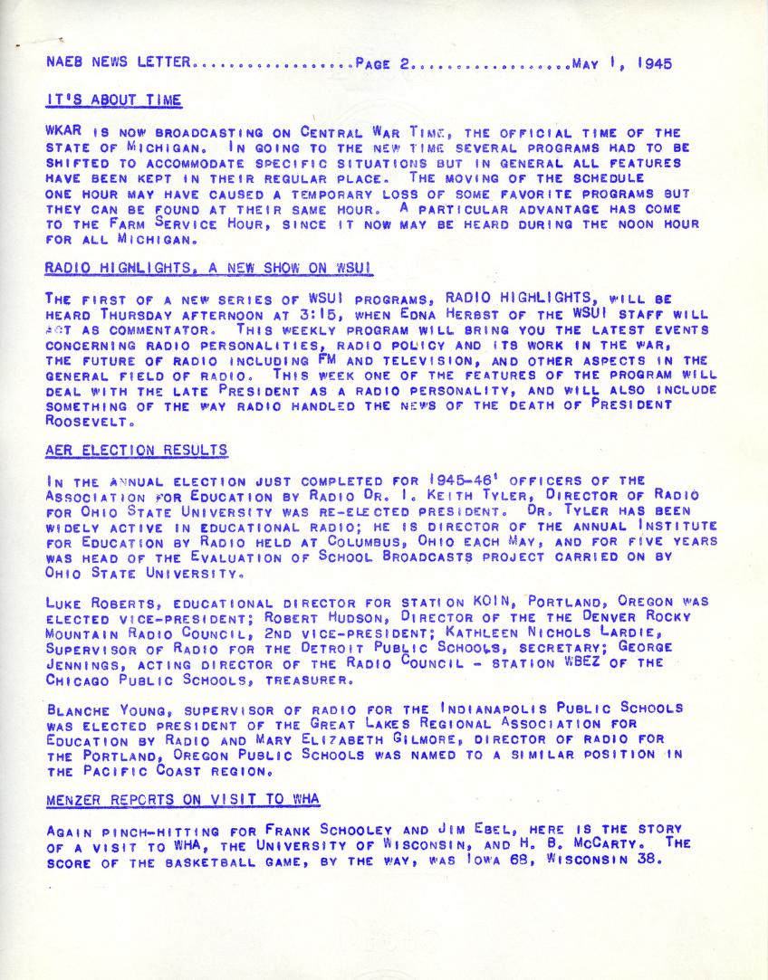 NAEB news letter (May 01, 1945)