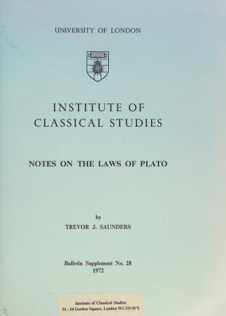 Cover of: Notes on the Laws of Plato by Trevor J. Saunders