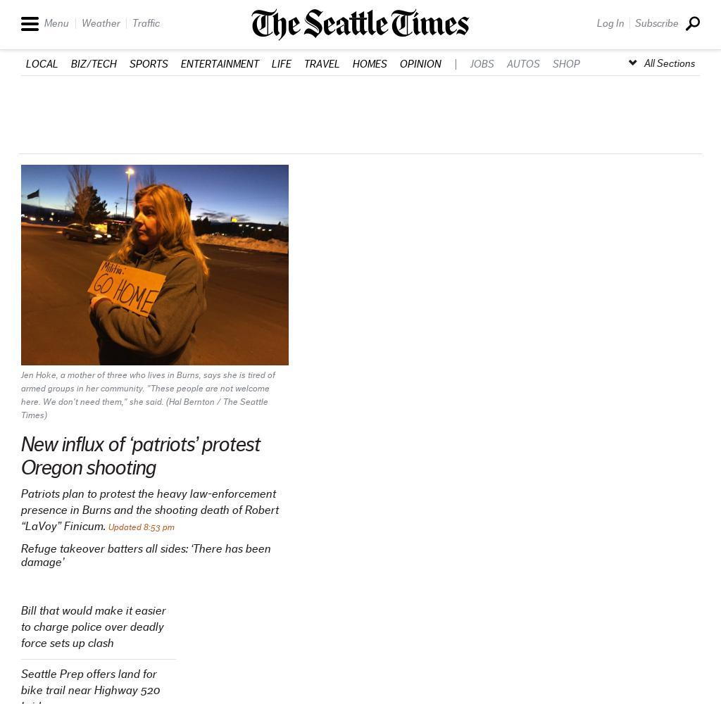 The Seattle Times homepages in February 2016 : pastpages.org 