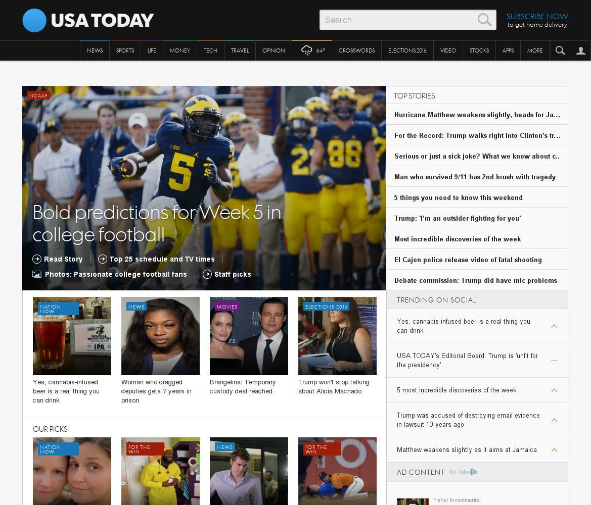 USA Today homepages in October 2016 : pastpages.org : Free 