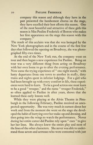 Thumbnail image of a page from Pauline Frederick : on and off the stage