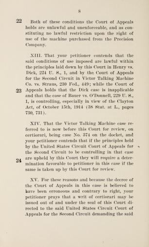 Thumbnail image of a page from Petition for writ of certiorari to the Circuit Court of Appeals for the Second Circuit and brief in support thereof