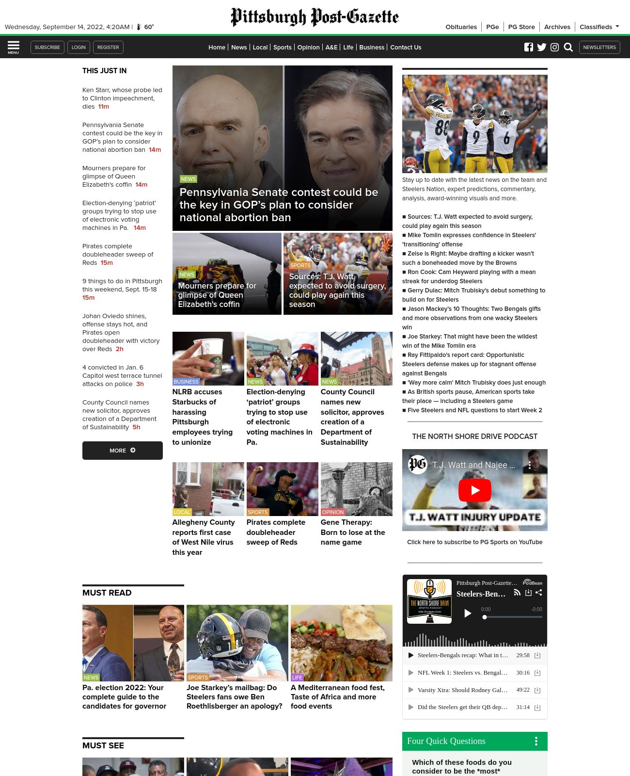 Pittsburgh Post-Gazette at 2022-09-14 00:48:33-04:00 local time