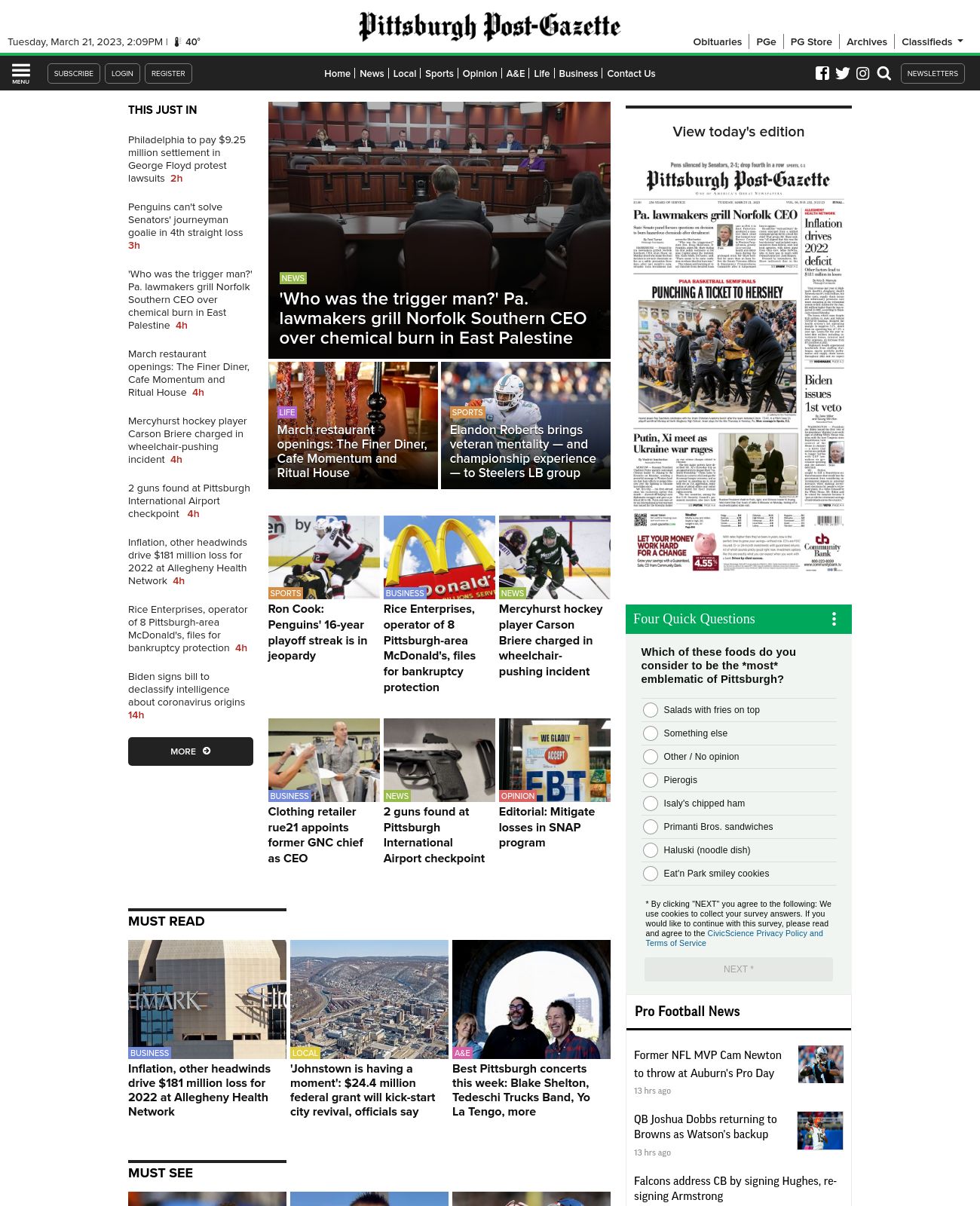 Pittsburgh Post-Gazette at 2023-03-21 10:23:44-04:00 local time