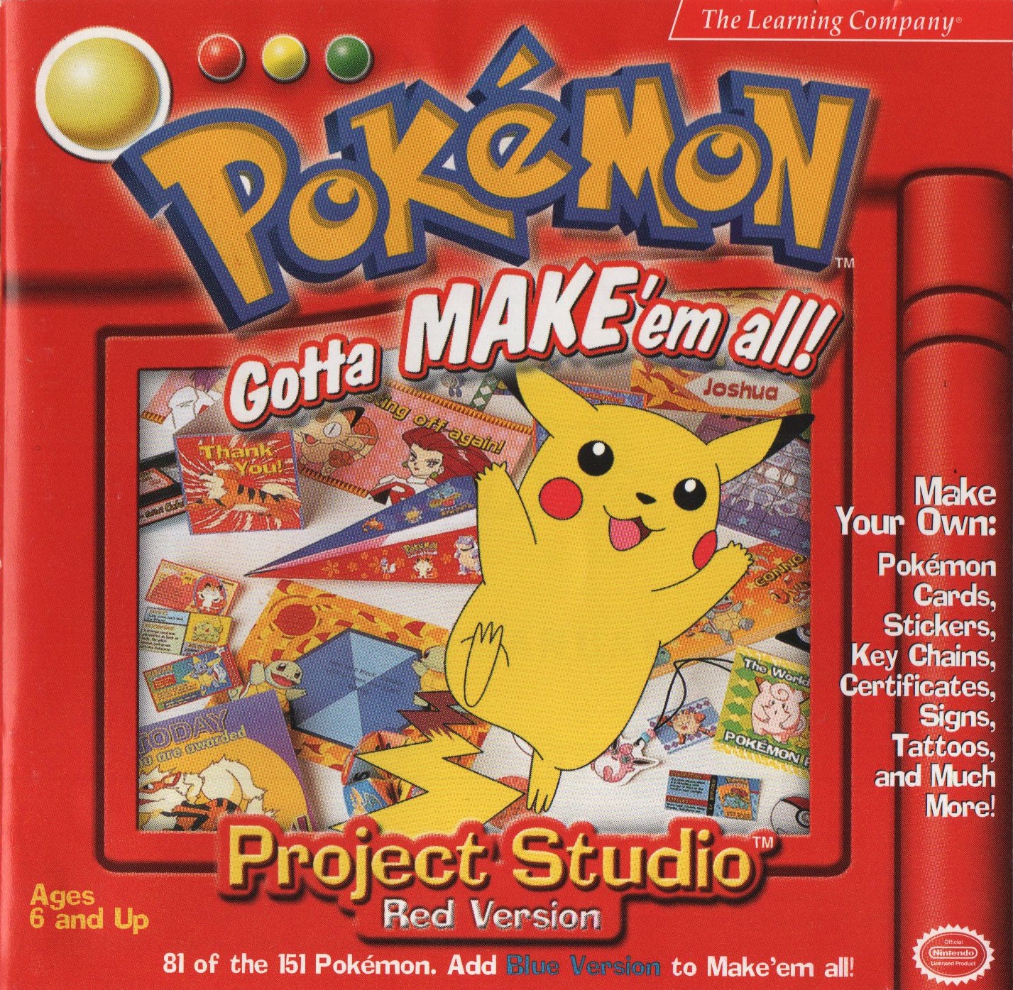 Pokemon Project Studio: Red Version : The Learning Company : Free