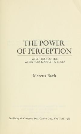 Cover of: The power of perception by Marcus Bach