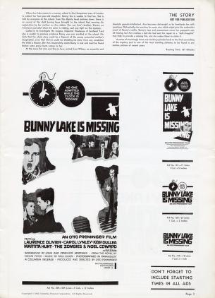 Thumbnail image of a page from Bunny Lake Is Missing (Columbia Pictures)
