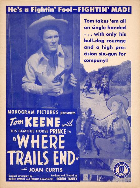 Pressbook for Where Trails End  (1942)