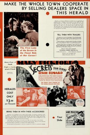 Thumbnail image of a page from Secrets (United Artists Pressbook)