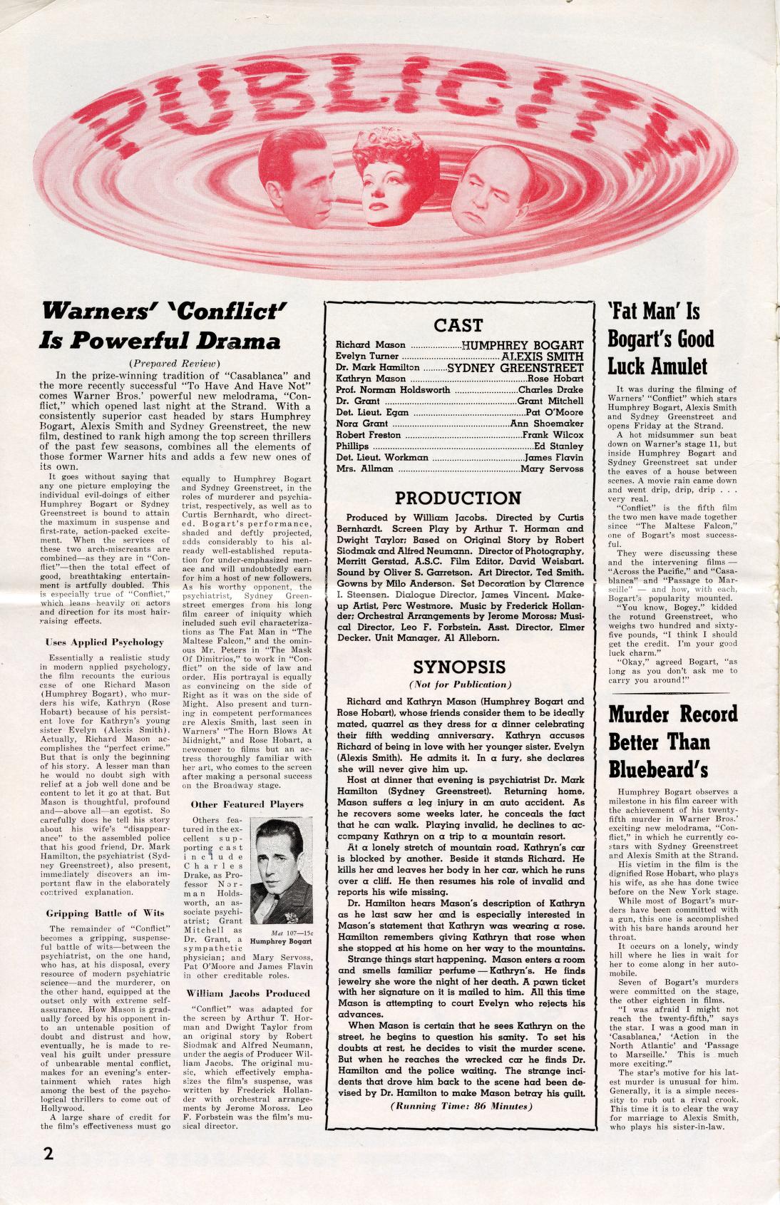 Conflict (Warner Bros. Pressbook, 1945)