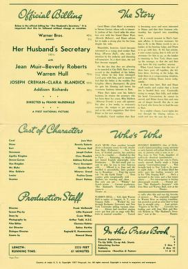 Thumbnail image of a page from Her Husbands Secretary (Warner Bros.)