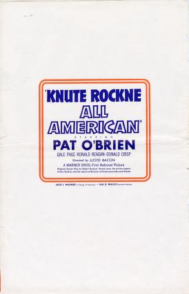 Thumbnail image of a page from Knute Rockne All American (Warner Bros.)