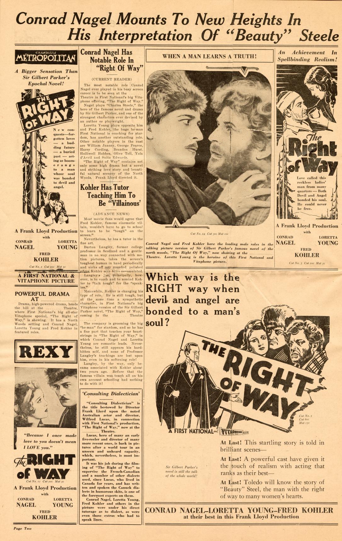 The Right of Way (Warner Bros. Pressbook, 1930)