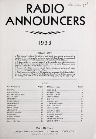 Thumbnail image of a page from Radio announcers